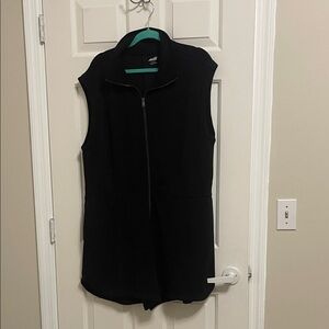 Black Sleeveless Zip-Up Shorts Jumpsuit